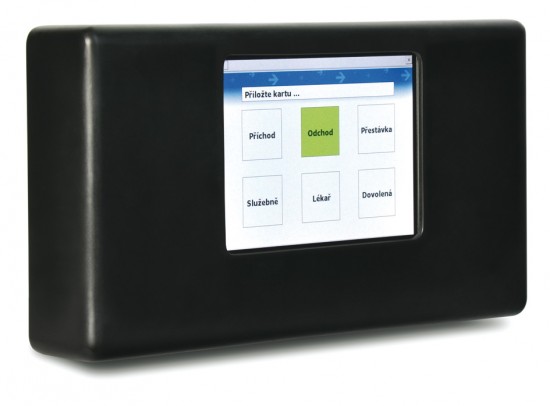 Docházkový PC terminál s vnitřní bezkontaktní čtečkou, ETHERNET, CPU 300/400 MHz, display 5,7", Flash a SD paměť pro aplikace